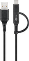 Charging and synchronization cable combination cable, cable with Micro-B and USB-C connector, 2in1 c
