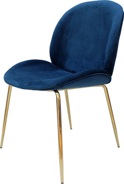 Charlize- Eetkamerstoel set van twee- Messing- Blauw- Modern