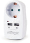 Gembird EG-ACU2-02 - Doorvoerstekker met USB lader - 1 contact + 2 USB-A poorten - Wit