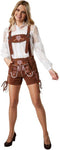 dressforfun Lederhose Ammersee L - verkleedkleding - kleurrijke stiksels - bruin