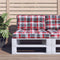 vidaXL - Palletkussen - ruitpatroon - 80x40x12 - cm - stof - ruitpatroon - rood