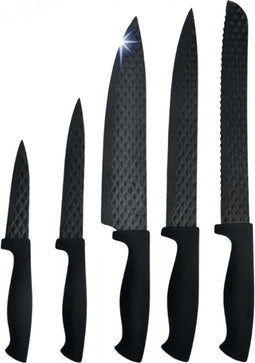 Cheffinger CF-JJ06: 6-delige keukenmessenset met antiaanbaklaag en diamantontwerp - zwart