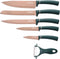 CHEFFINGER CF-MB10: 6-delige messenset met marmercoating - Titanium Gold-collectie + groen