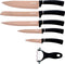 CHEFFINGER CF-MB12: 6-delige messenset met marmercoating - Titanium Gold-collectie + zwart