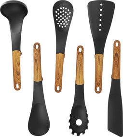 Cheffinger CF-UT02: 6 Pieces Utensil Set with Rotating Stand - Wood