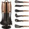 Cheffinger CF-UT02: 6 Pieces Utensil Set with Rotating Stand - Wood
