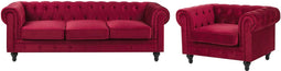 CHESTERFIELD - Bankenset - Rood - Fluweel