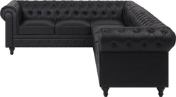 CHESTERFIELD - Chesterfield hoekbank - Zwart - Rechts - Kunstleer