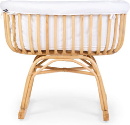 Childhome - Rattan wieg met schommelpoten - Wiegstoel baby - Inclusief matras en hoes - Ecru - 90 x 70 x 71 cm - Tot 9kg