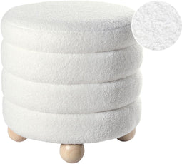 CHILLY - Poef - Wit - Bouclé