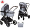 Chipolino Aura Opvouwbare Kinderwagen 3 in 1 - Met Luiertas - Ash Grey