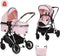 Chipolino Aura Opvouwbare Kinderwagen 3 in 1 - Met Luiertas - Flamingo