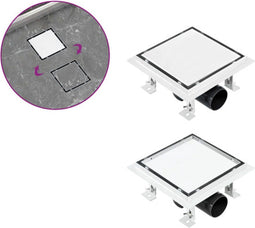 vidaXL - Doucheafvoer - met - 2-in-1 - deksels - 18x18 - cm - roestvrij - staal