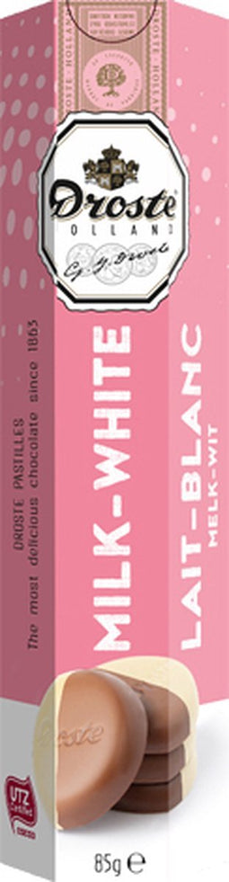 Chocolade droste pastilles melk wit 85gr | 12 stuks