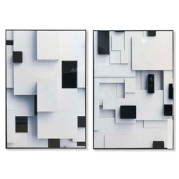 Schilderij Home ESPRIT Wit Zwart Abstract Modern 80 x 3,5 x 120 cm (2 Stuks)