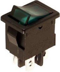VERMOGEN ROCKERSCHAKELAAR 3A-250V DPST ON-OFF - MET GROEN NEONLICHT (R1944C/G)