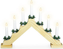 Christmas Decoration kaarsenbrug - 41 x 5 x 31 cm -hout - goud -7 leds