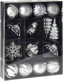 Christmas Decoration Kerstballen / Kersthangers - 20 ST - zilverkleurig - kunststof kerstornamenten