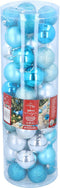 Christmas Gifts Kerstballen Set Zilver/Blauw - 50 Stuks Kunststof Kerstballen - Kerstversiering
