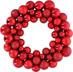 Christmas Gifts Kerstkrans Rood Ø36 CM - Deurkrans met 55 Kerstballen - Kunststof