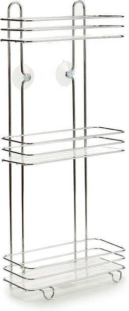 Chroom doucherek/badkamerrek 3-laags met zuignappen 26 x 60 cm - Doucherekje zonder boren