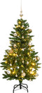 vidaXL - Kunstkerstboom - met - scharnieren - 150 - LED's - en - kerstballen - 150 - cm
