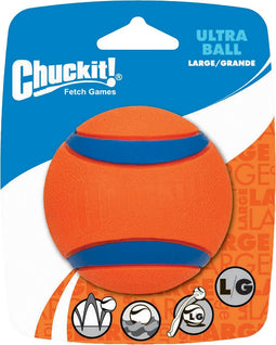 Chuckit! Ultra Ball – Hondenspeelgoed – Hondenbal – Apporteerspeelgoed – L – Ø 7 cm – Oranje/Blauw - 1 Stuks