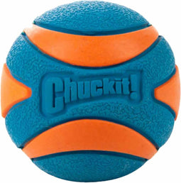 Chuckit! Ultra Squeaker Bal - Hondenspeelgoed - Hondenbal - Duurzaam rubber - Medium - Ø6 cm - Blauw/Oranje - 1 Stuks