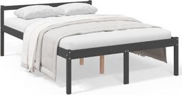 vidaXL - Seniorenbed - massief - grenenhout - grijs - 120x200 - cm