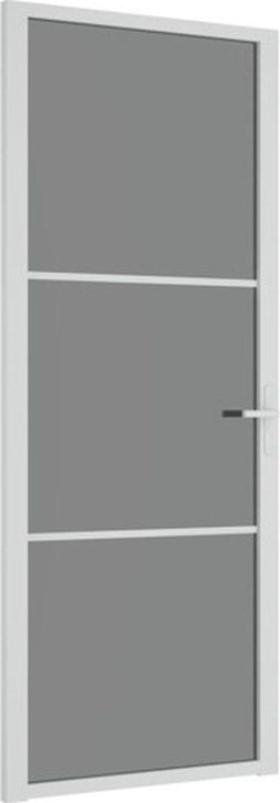 vidaXL - Binnendeur - 83x201,5 - cm - ESG-glas - en - aluminium - wit