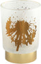PTMD Besh Rond Windlicht - H12,5 x Ø9 cm - LED - Glas - Wit/Goud