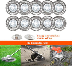 Universele onkruidborstel per 10 - 15CM - max. toerental 10.000 p/m - onkruid verwijderen - onkruidverwijderaar - tuingereedschap - onkruidborstel bosmaaier - opzetstuk - SET