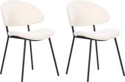 KIANA - Eetkamerstoel set van 2 - Crème - Polyester