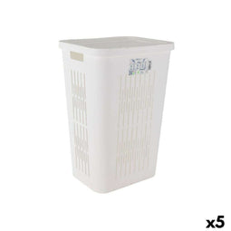 Wasmand Tontarelli Bella Dubbele afdekking 60 L Wit 40,5 x 33 x 59 cm (5 Stuks)