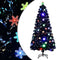 vidaXL - Kerstboom - met - LED-sneeuwvlokken - 150 - cm - glasvezel - zwart