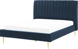 MARVILLE - Tweepersoonsbed - Donkerblauw - 140 x 200 cm - Fluweel