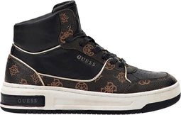 Guess Tullia - Hoge Dames Sneakers - Witte Zool - Zwart/Bruin