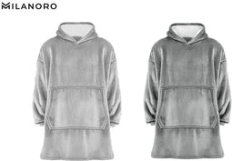 Milanoro Hoodie deken - Ultrazacht en warm - One size (S t/m XXL) - Zilvergrijs