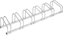 Woltu Fietsenrek voor 6 Fietsen - Vloer- of Wandmontage - Verzinkt Metaal - Zilver - 160,5 x 32 x 27