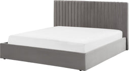 VION - Bed met opbergruimte - Grijs - 180 x 200 cm - Fluweel