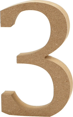 Cijfer 3 MDF 8cm, 1st.