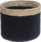 Atmosphera Jute mandenset - bloempot - zwart en naturel - Set van 3 - Opberger - Zeegras