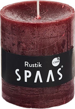 Cilinderkaars rustiek - Ø7 cm x 8 cm wijnrood