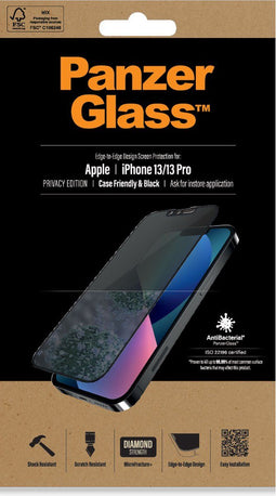 PanzerGlass Apple iPhone 13/13 Pro - Privacy Super+ Glass - Zwart