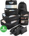 Travelhawk Packing Cubes - Koffer Organizer Set - Waterdicht - Zwart (8 stuks)