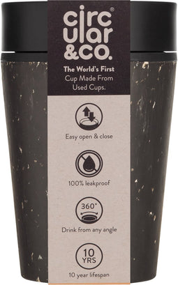 Circular&Co. herbruikbare to go koffiebeker (rCUP) zwart/zwart 8oz/227ml