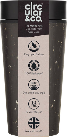Circular & Co. herbruikbare to go koffiebeker (rCUP) zwart/zwart 12oz/340ml