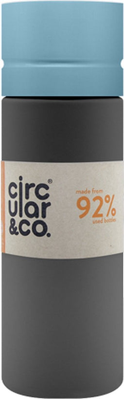 Circular&Co. herbruikbare to go waterfles 21oz/600ml grijs/blauw