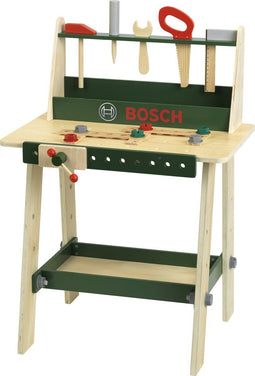 Klein Toys Bosch mini - speelgoed werkbank - 16-delig - hout - groen beige rood grijs