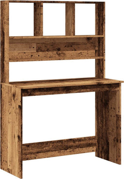 vidaXL - Bureau - met - schappen - 102x45x148 - cm - bewerkt - hout - oud - houtkleurig